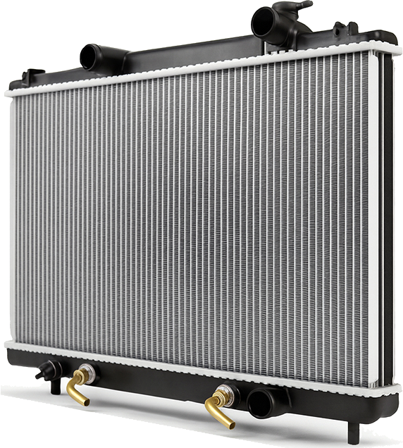 Dolphin automotive radiator with aluminium core and plastic end tanks